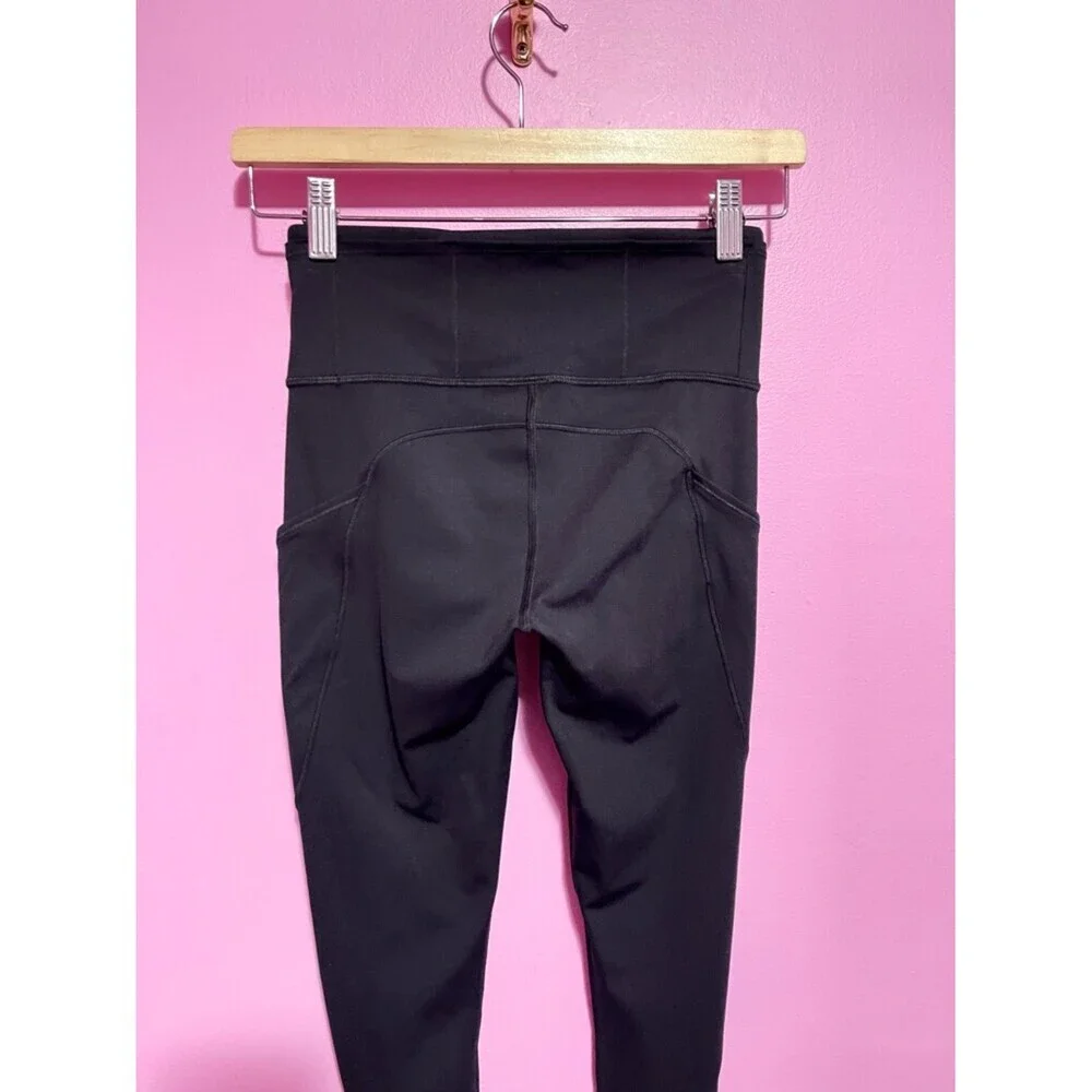 Lululemon Fast & Free Crop Leggings Size 4 US Black Nulux Running 19” Inseam